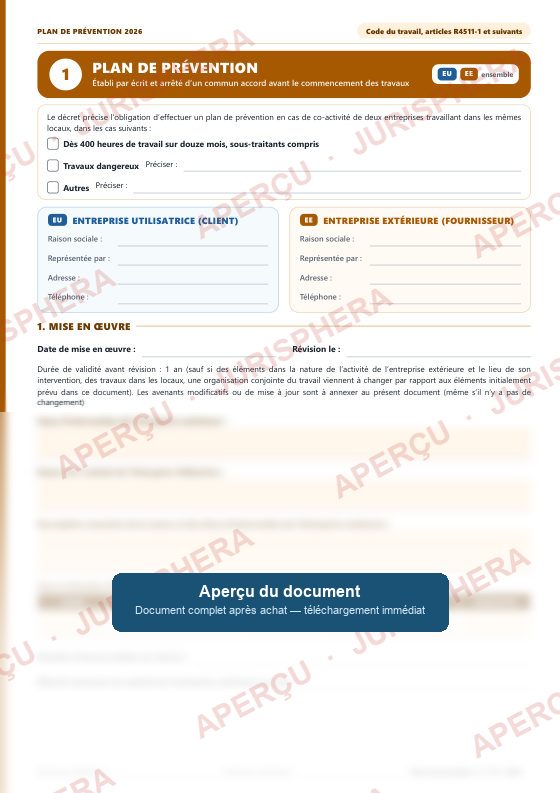 Plan de prévention : Les entreprises