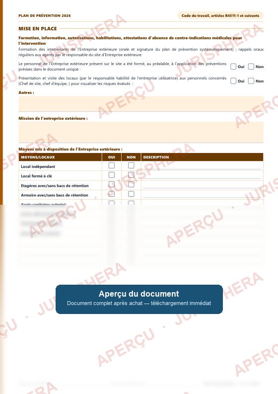 Plan de prévention : La mise en place