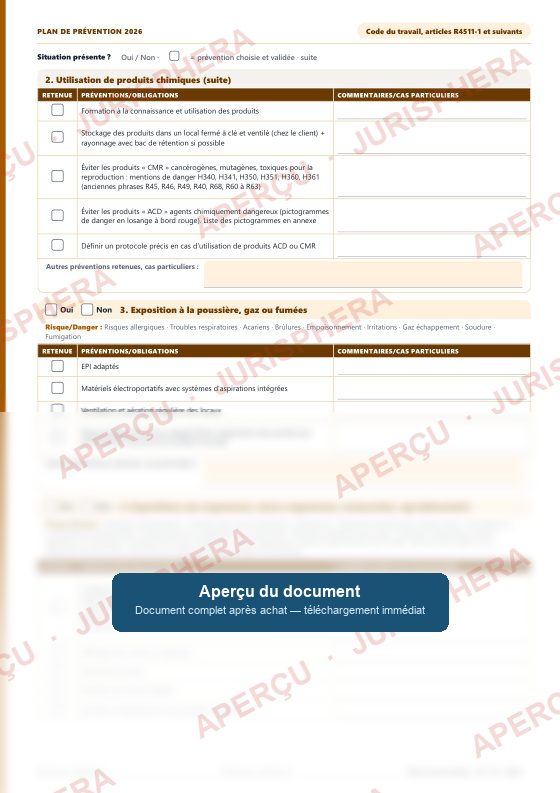 Plan de prévention : Une famille de risques