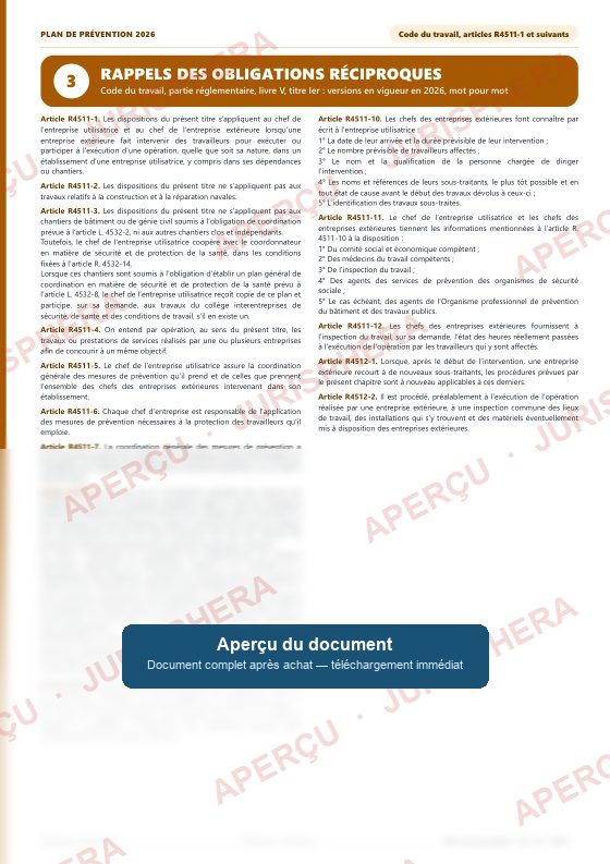 Plan de prévention : Les obligations réciproques