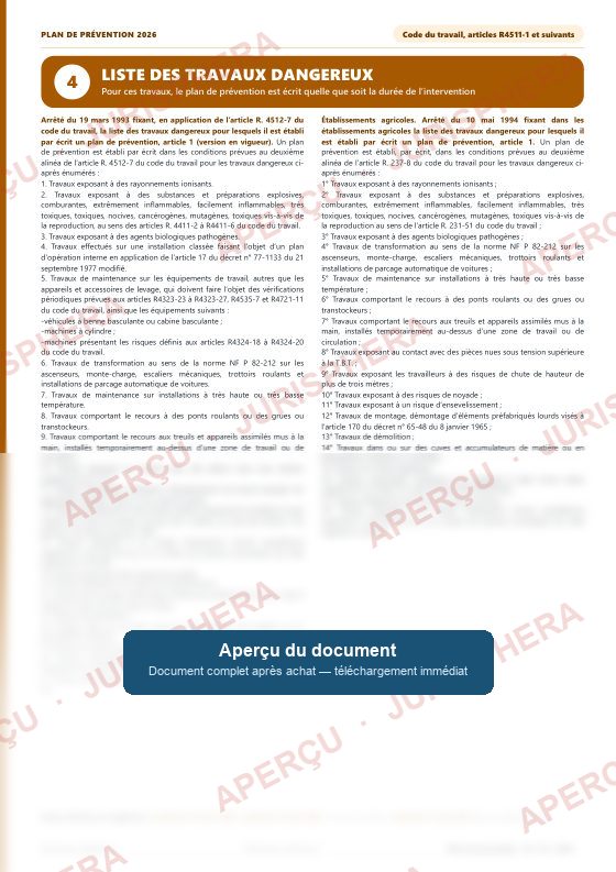 Plan de prévention : Les travaux dangereux