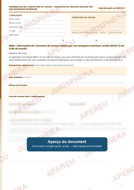 Plan de prévention : Le courrier à l'inspection