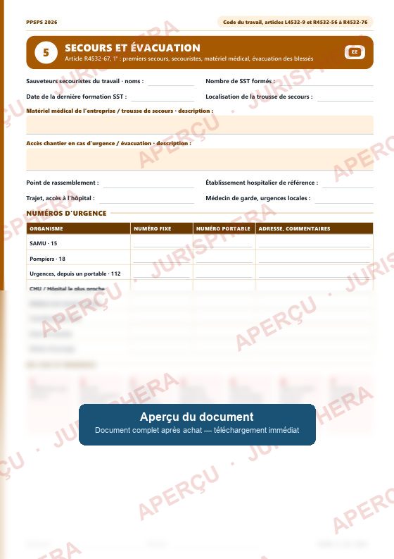 PPSPS : Les secours