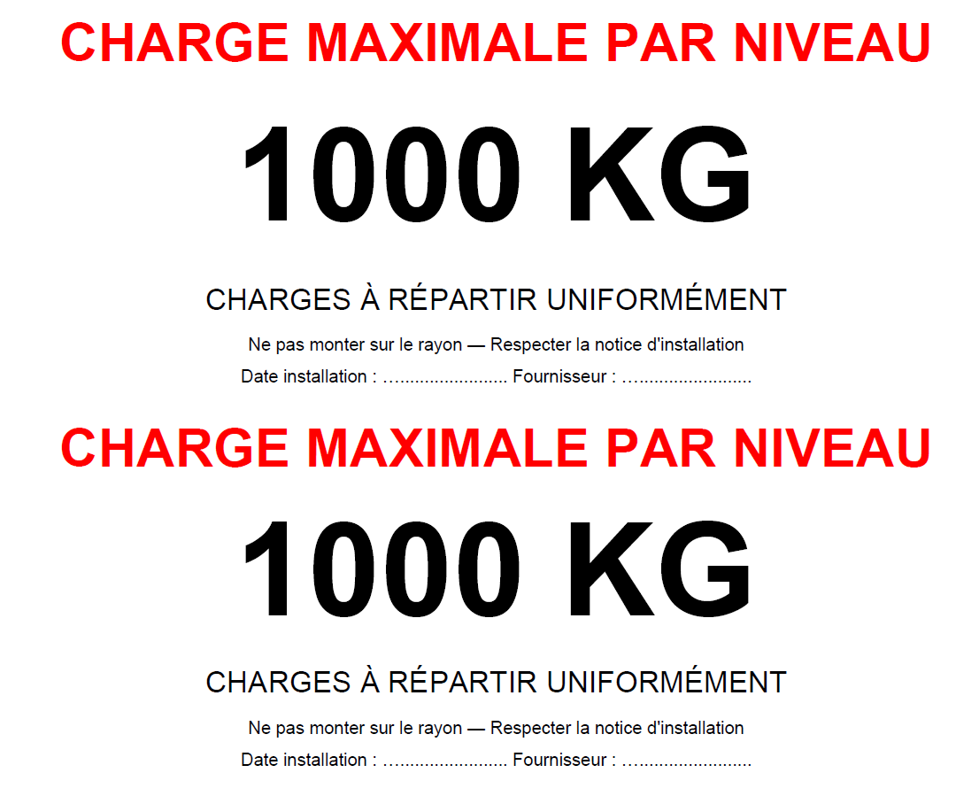 Charges maximales racks de stockage