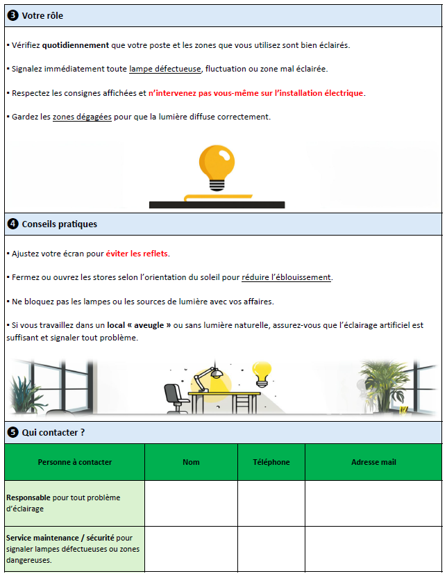 FICHE PREVENTION ECLAIRAGE AU TRAVAIL 2